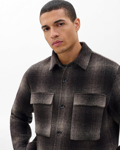 Austin Italian Double-Face Wool Jacket - Brown Plaid