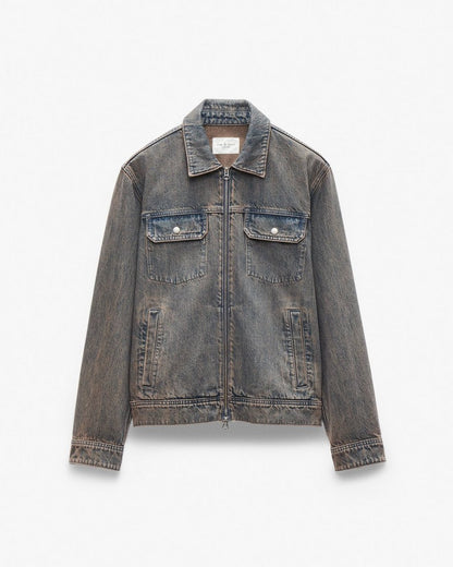 Beau Infuse Denim Trucker Jacket - Ochre Blue