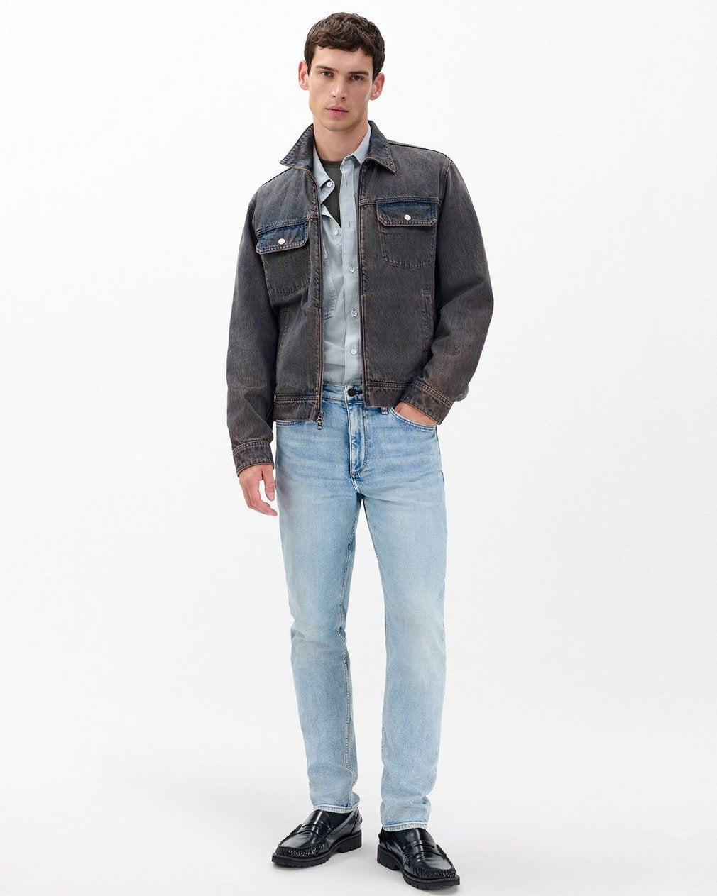 Beau Infuse Denim Trucker Jacket - Ochre Blue