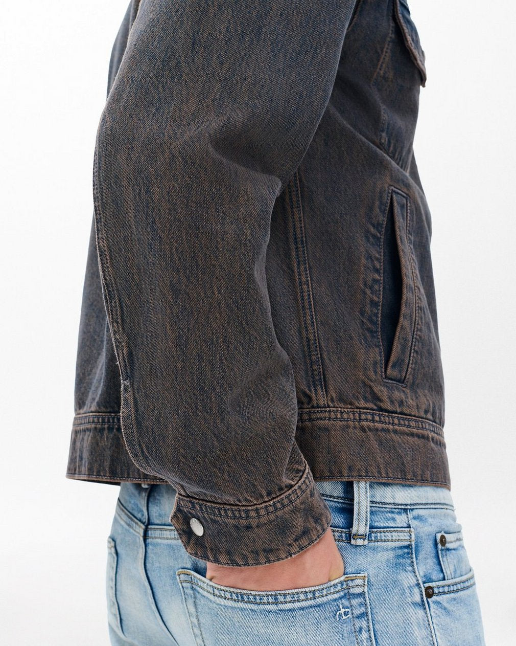 Beau Infuse Denim Trucker Jacket - Ochre Blue