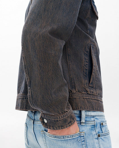 Beau Infuse Denim Trucker Jacket - Ochre Blue