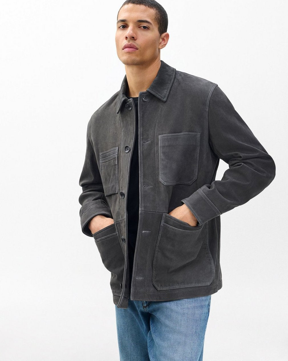 Graham Suede Chore Jacket - Dark Grey