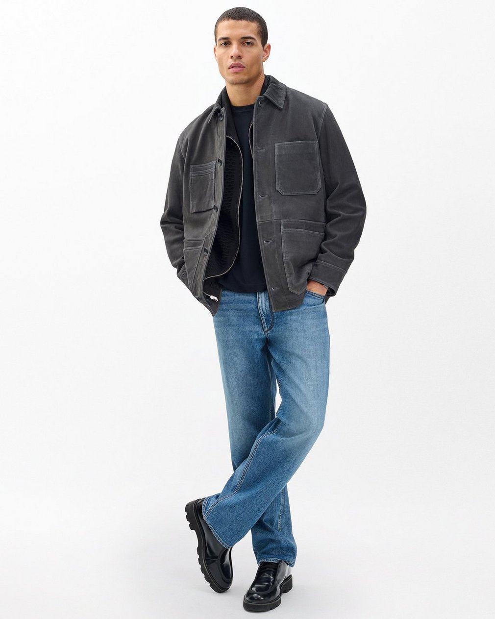 Graham Suede Chore Jacket - Dark Grey
