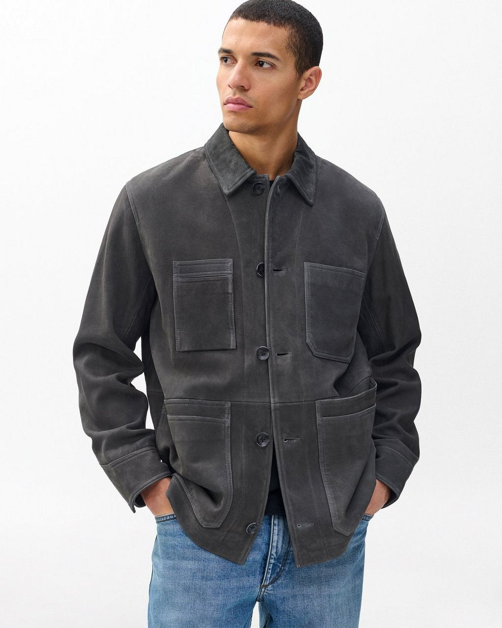 Graham Suede Chore Jacket - Dark Grey
