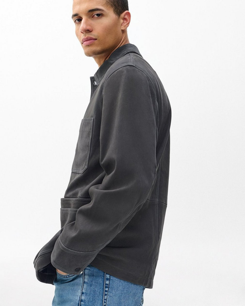Graham Suede Chore Jacket - Dark Grey
