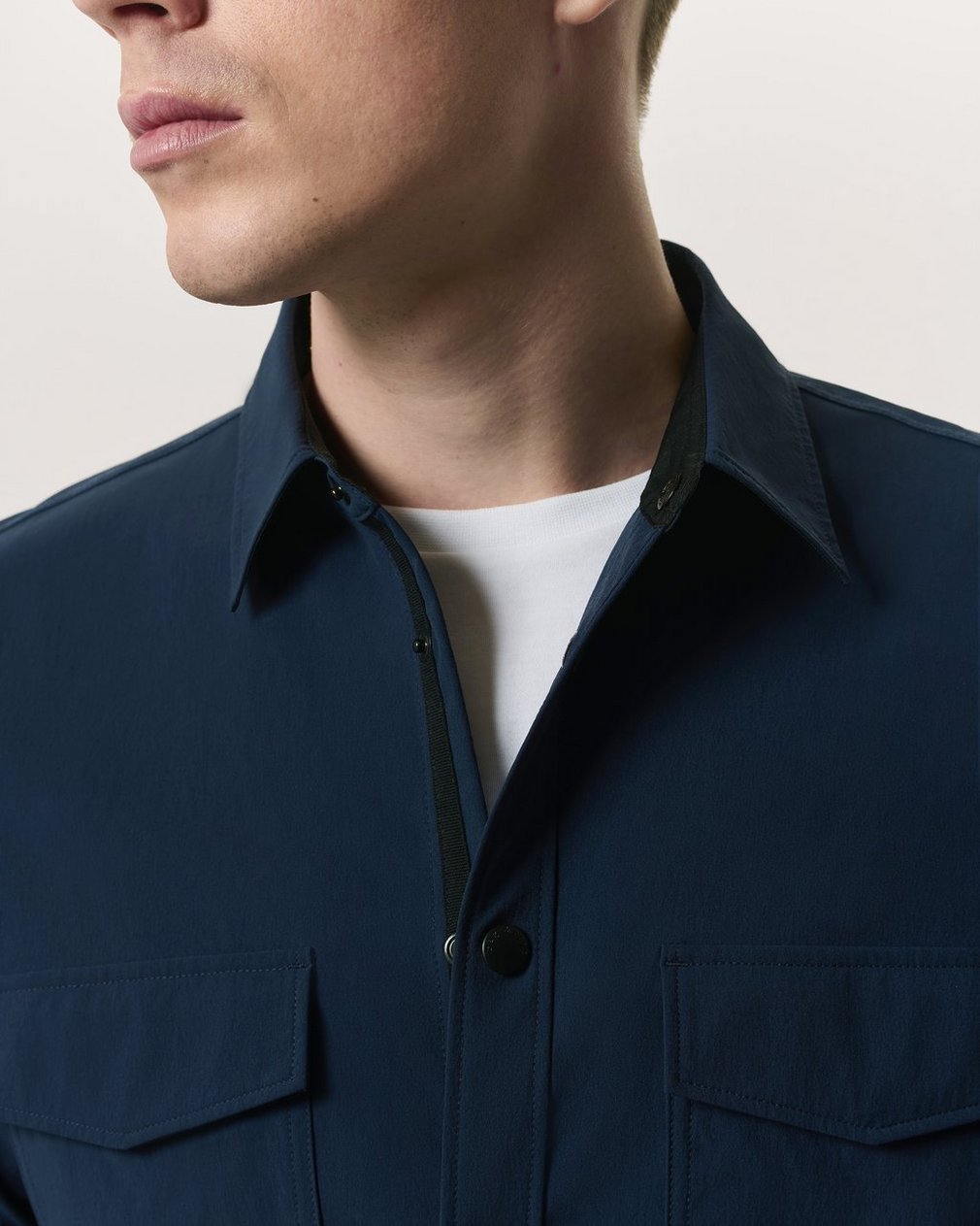 Stretch Nylon CPO Overshirt - Navy