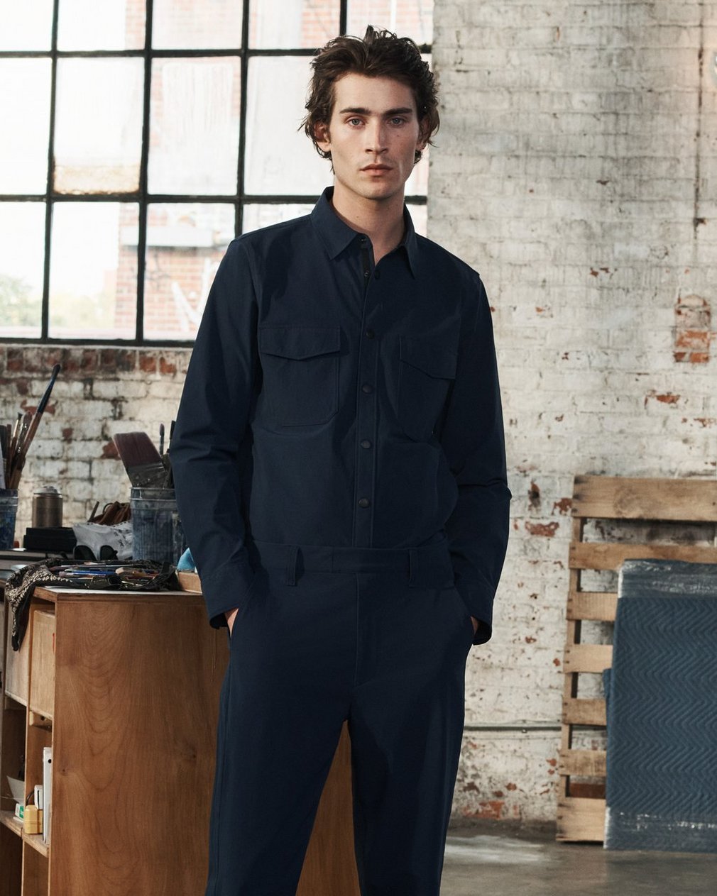 Stretch Nylon CPO Overshirt - Navy