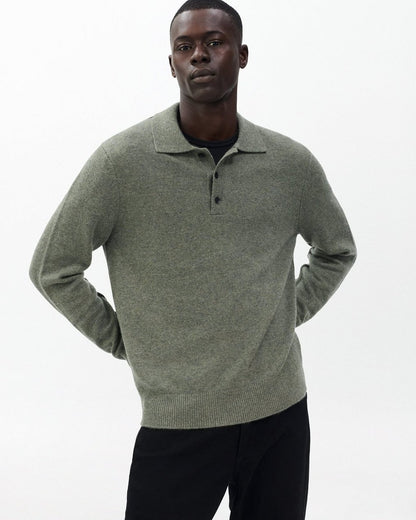Declan Cashmere Polo Sweater - Army