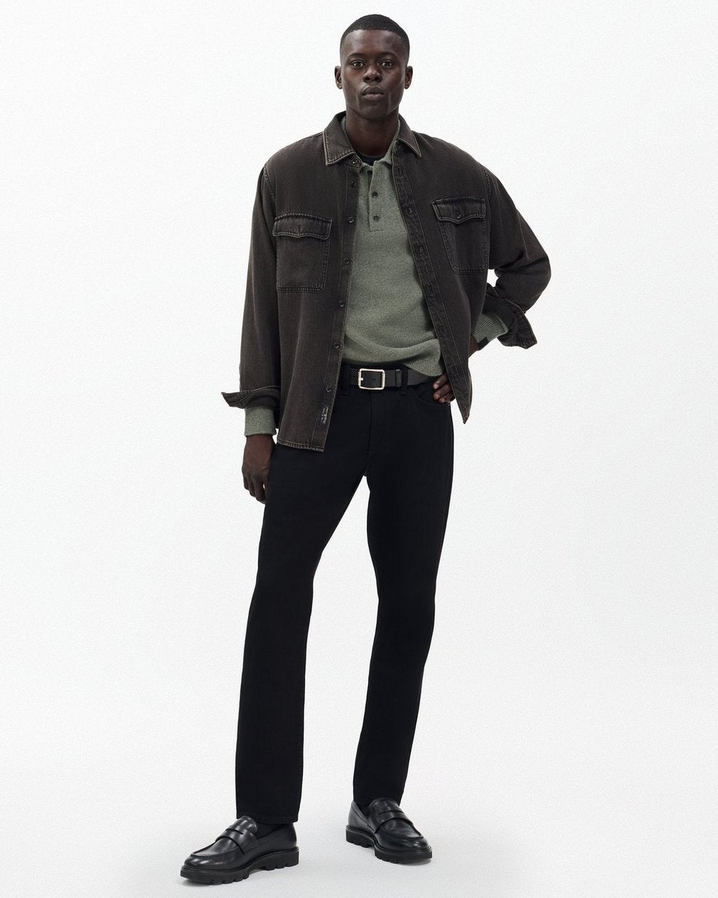 Declan Cashmere Polo Sweater - Army