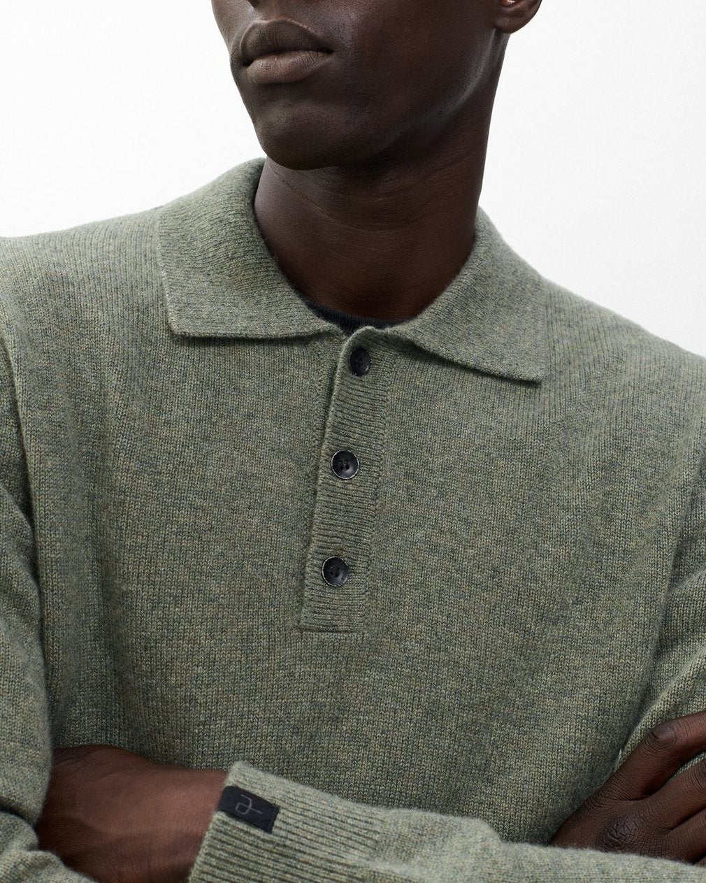 Declan Cashmere Polo Sweater - Army