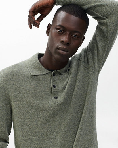 Declan Cashmere Polo Sweater - Army