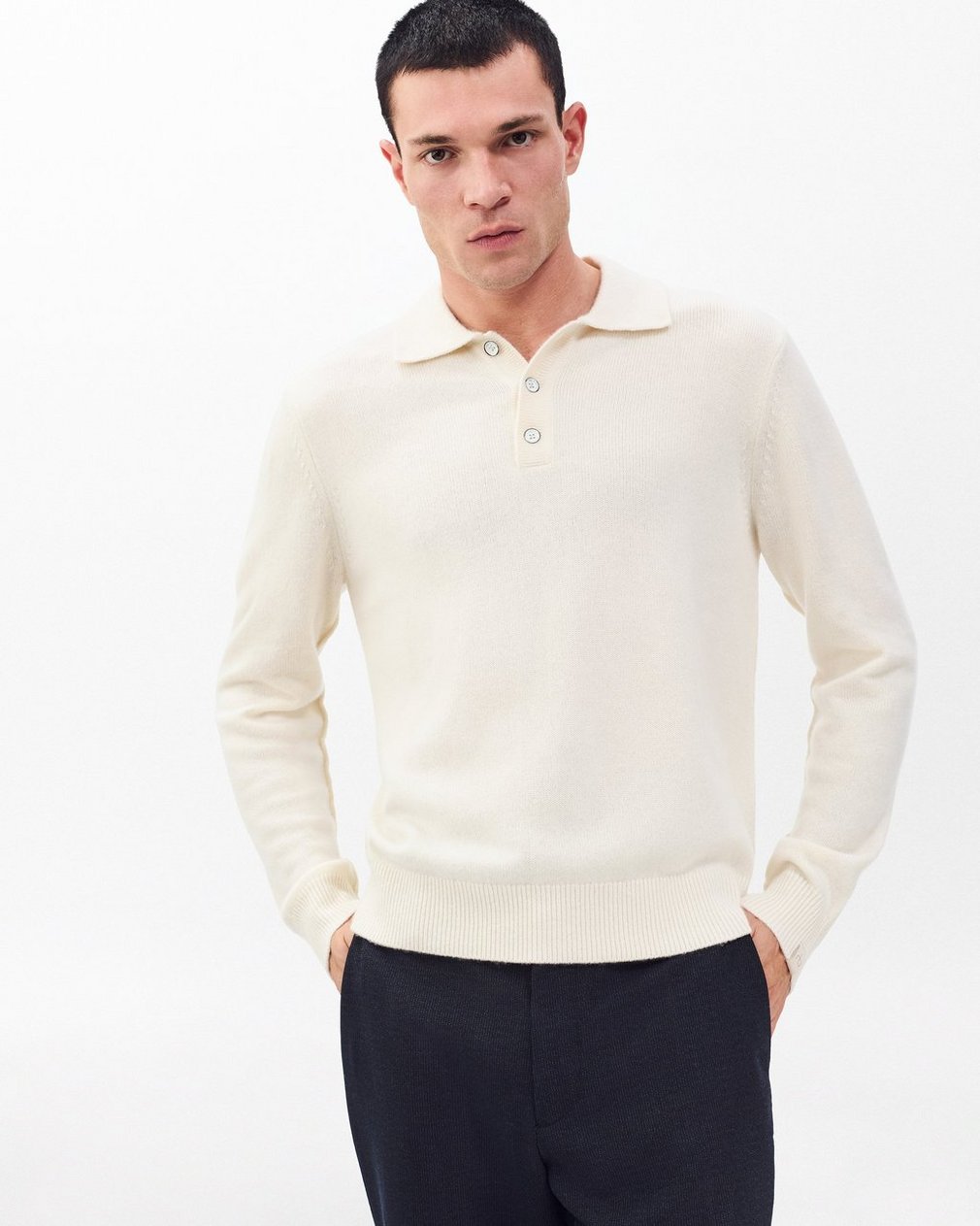Declan Cashmere Polo Sweater - Ivory