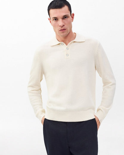 Declan Cashmere Polo Sweater - Ivory