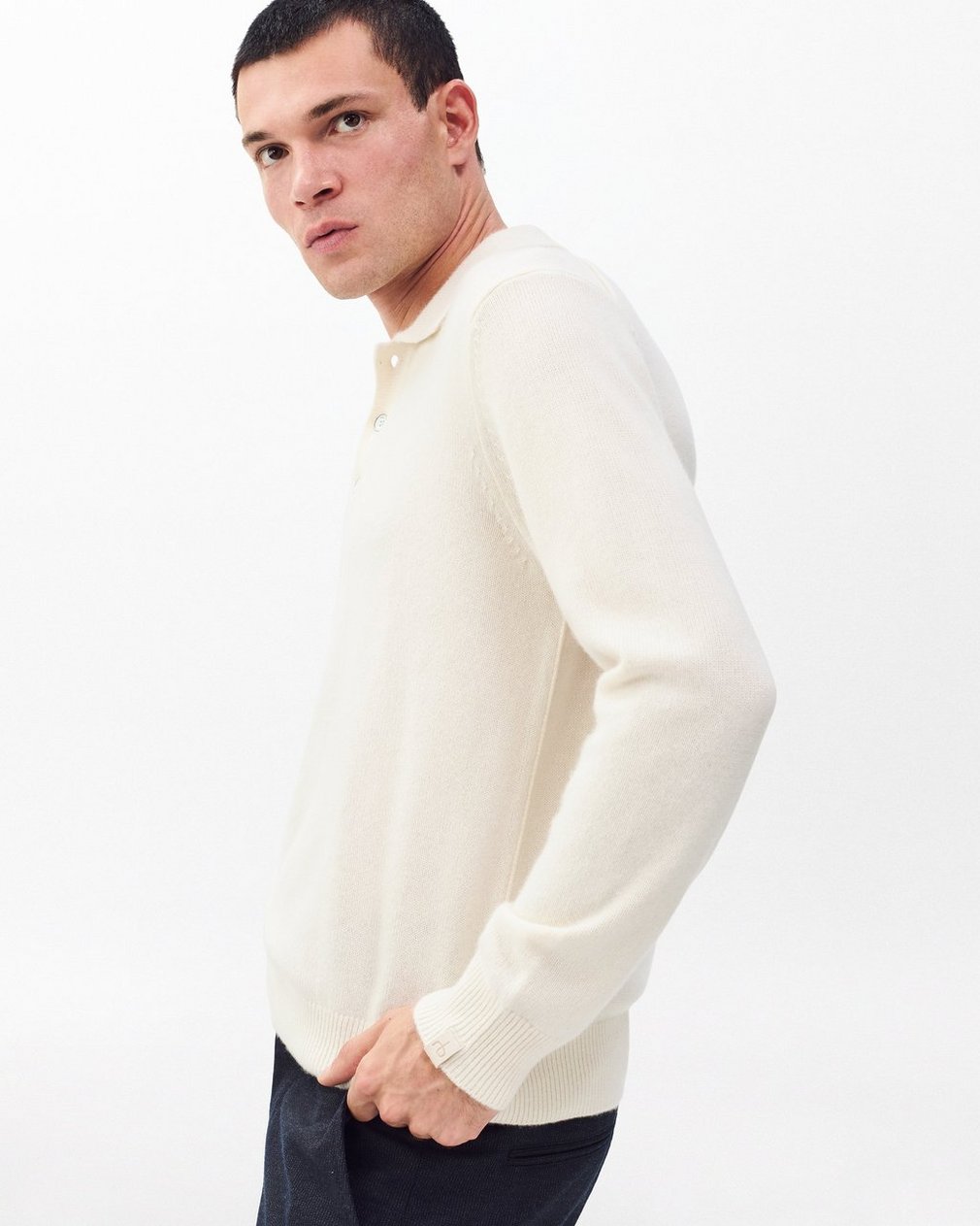 Declan Cashmere Polo Sweater - Ivory