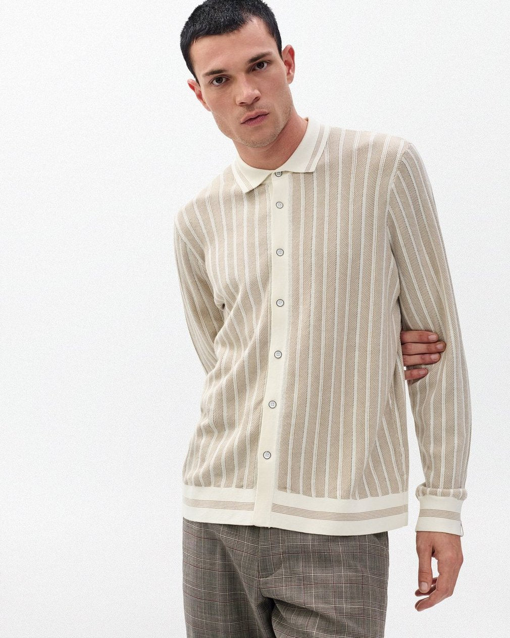 Harvey Ribbed Knit Shirt - Ivory