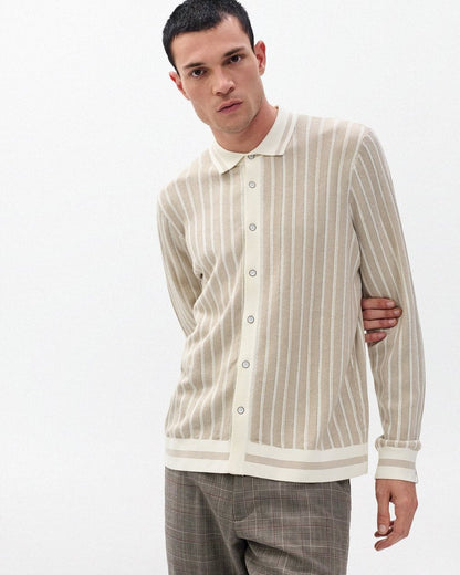 Harvey Ribbed Knit Shirt - Ivory