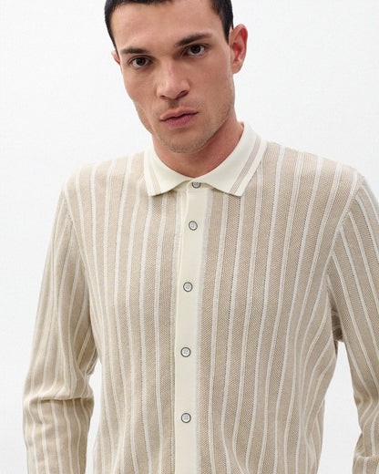 Harvey Ribbed Knit Shirt - Ivory