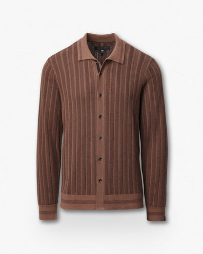 Harvey Ribbed Knit Shirt - Coffee