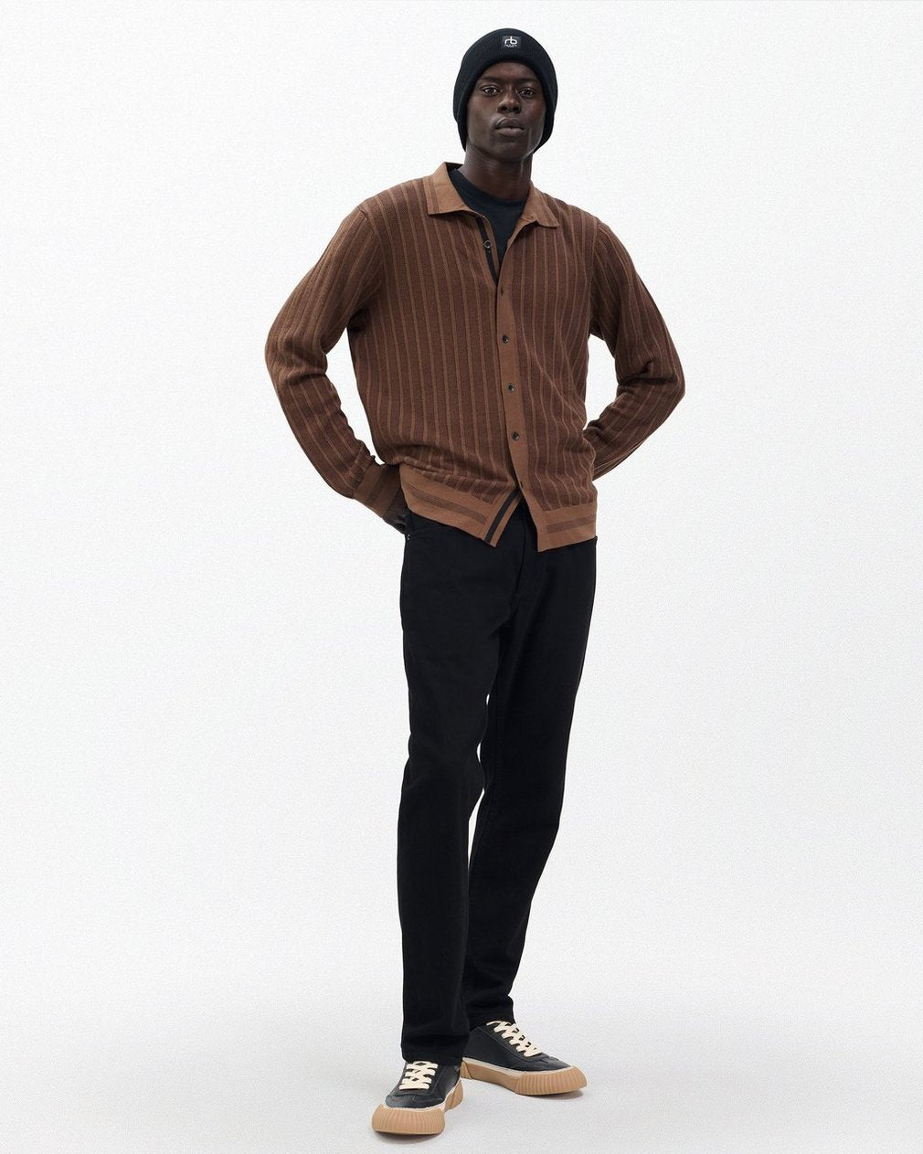 Harvey Ribbed Knit Shirt - Coffee