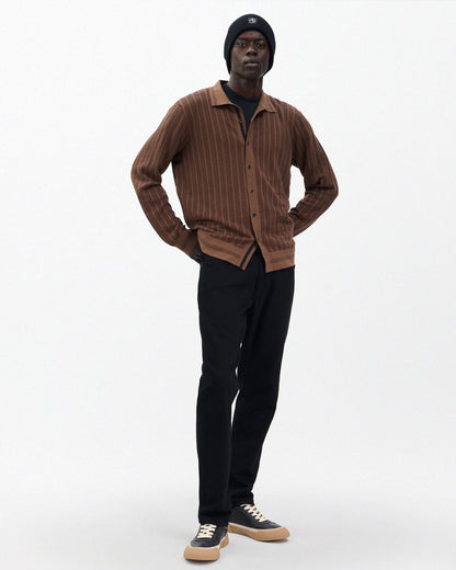 Harvey Ribbed Knit Shirt - Coffee
