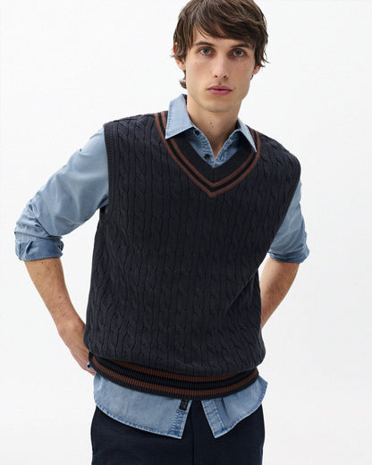 Tristan Cricket Sweater Vest - Dark Grey