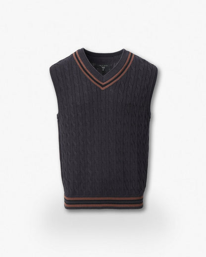 Tristan Cricket Sweater Vest - Dark Grey