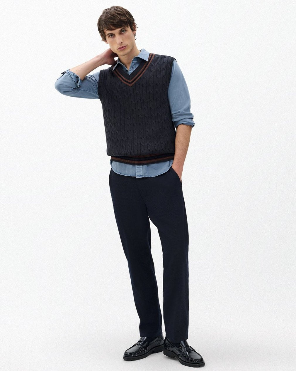 Tristan Cricket Sweater Vest - Dark Grey