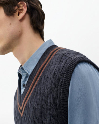 Tristan Cricket Sweater Vest - Dark Grey