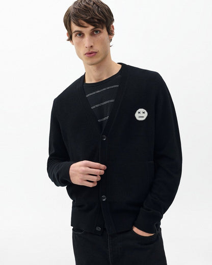 Sour Face Wool Cardigan - Black