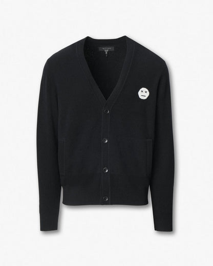 Sour Face Wool Cardigan - Black