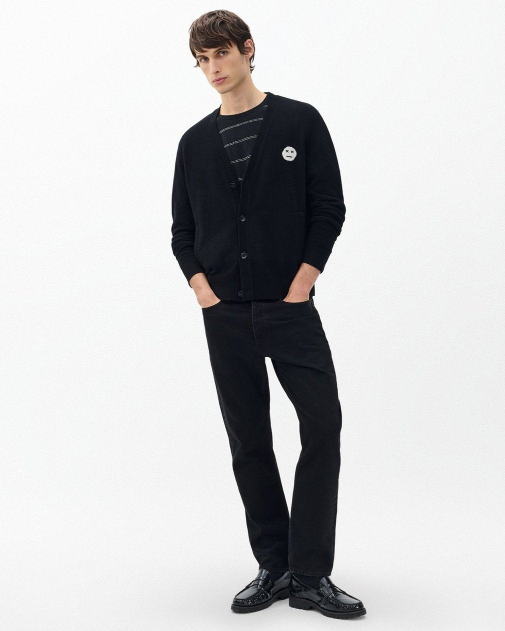 Sour Face Wool Cardigan - Black