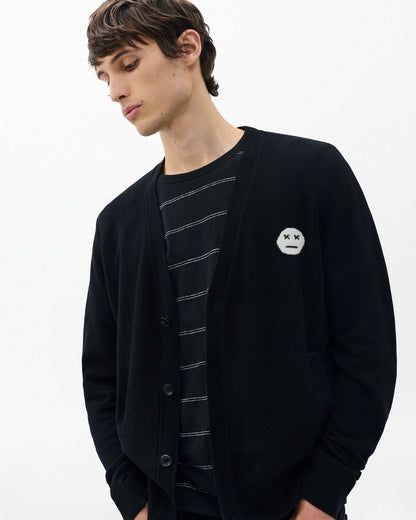 Sour Face Wool Cardigan - Black