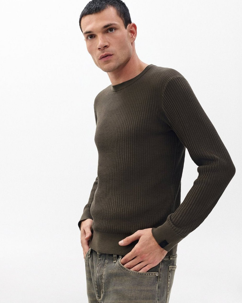Jayce Silk-Cotton Sweater - Bark