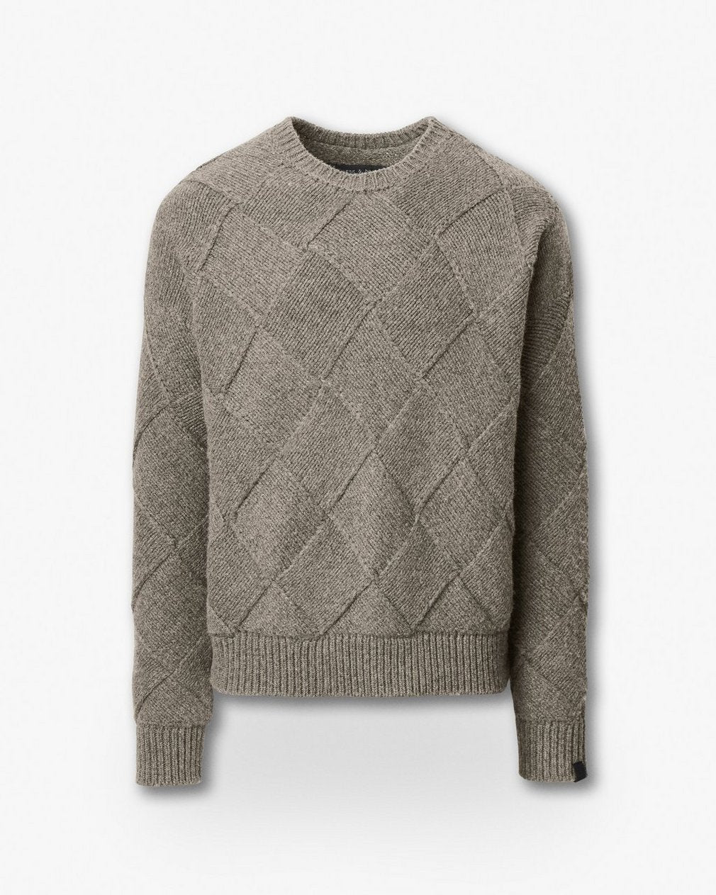 Hand-Knit Entrelac Wool Sweater - Charcoal