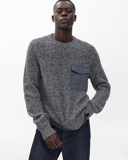 Walker Marled Mixed-Media Sweater - Grey Multi