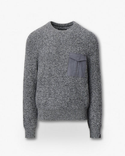 Walker Marled Mixed-Media Sweater - Grey Multi