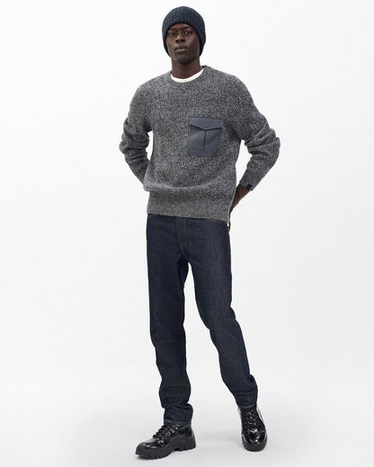 Walker Marled Mixed-Media Sweater - Grey Multi