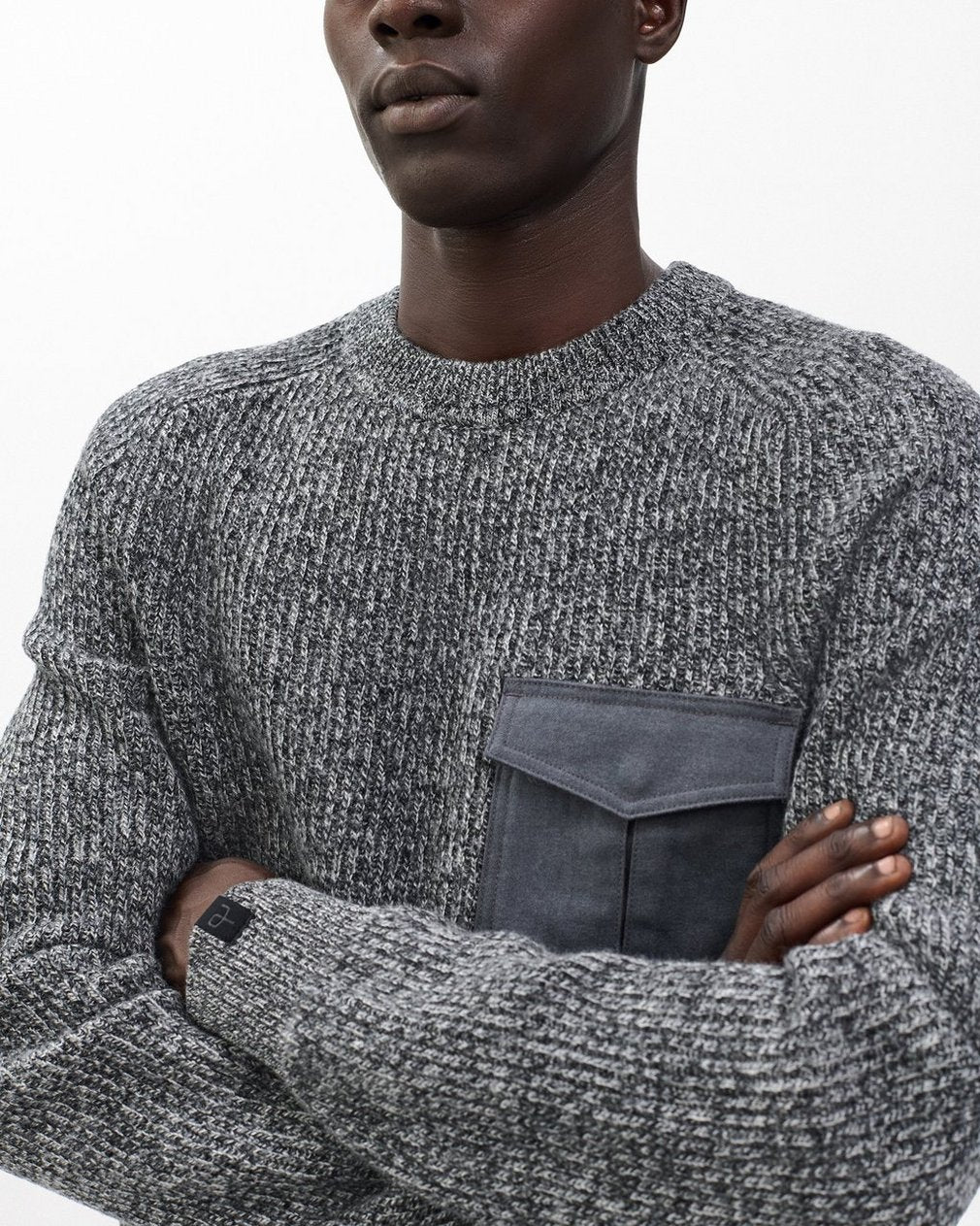 Walker Marled Mixed-Media Sweater - Grey Multi