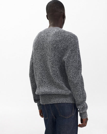 Walker Marled Mixed-Media Sweater - Grey Multi