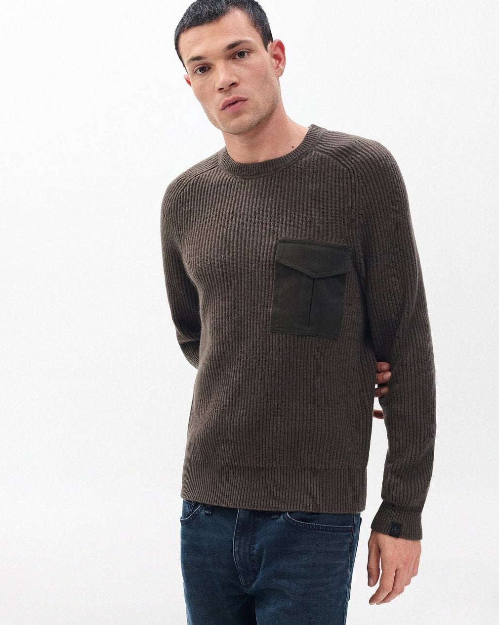 Walker Mixed-Media Sweater - Bark