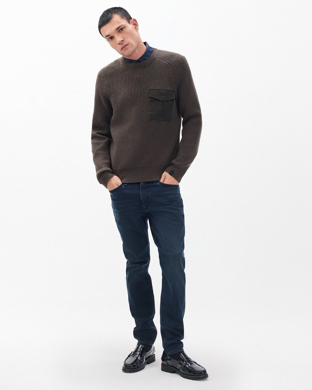 Walker Mixed-Media Sweater - Bark