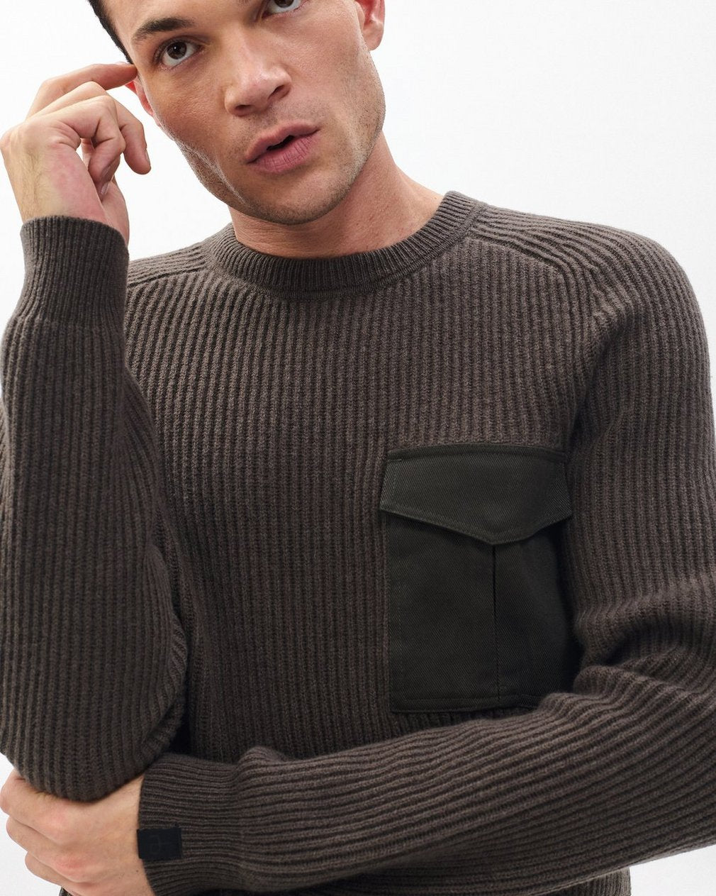 Walker Mixed-Media Sweater - Bark