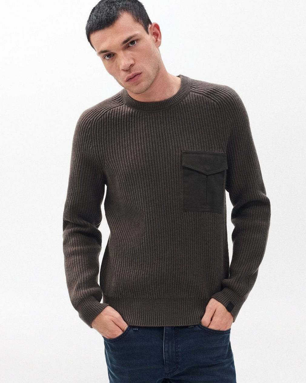 Walker Mixed-Media Sweater - Bark