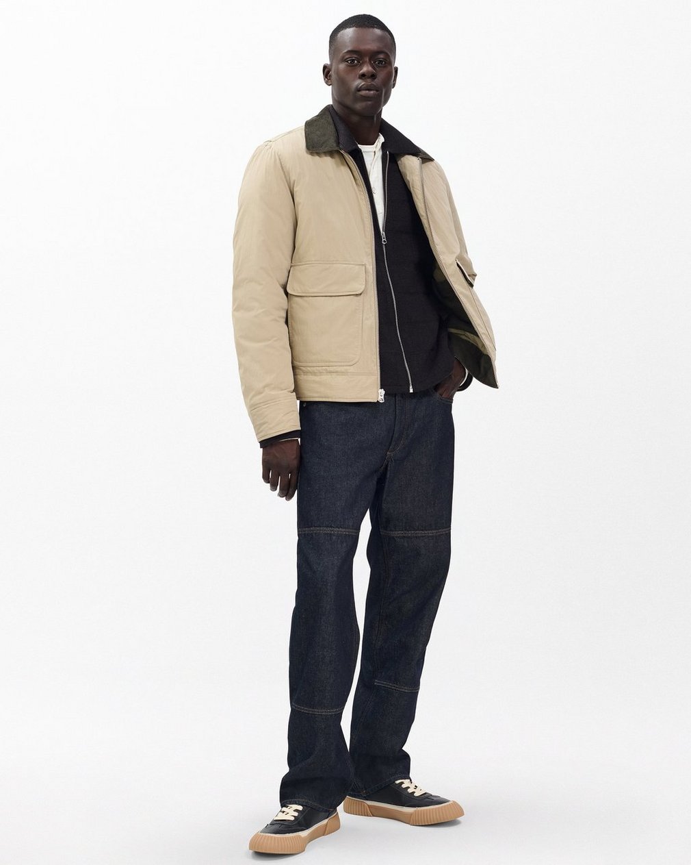 Melrose Full-Zip Windowpane Wool Sweater - Brown