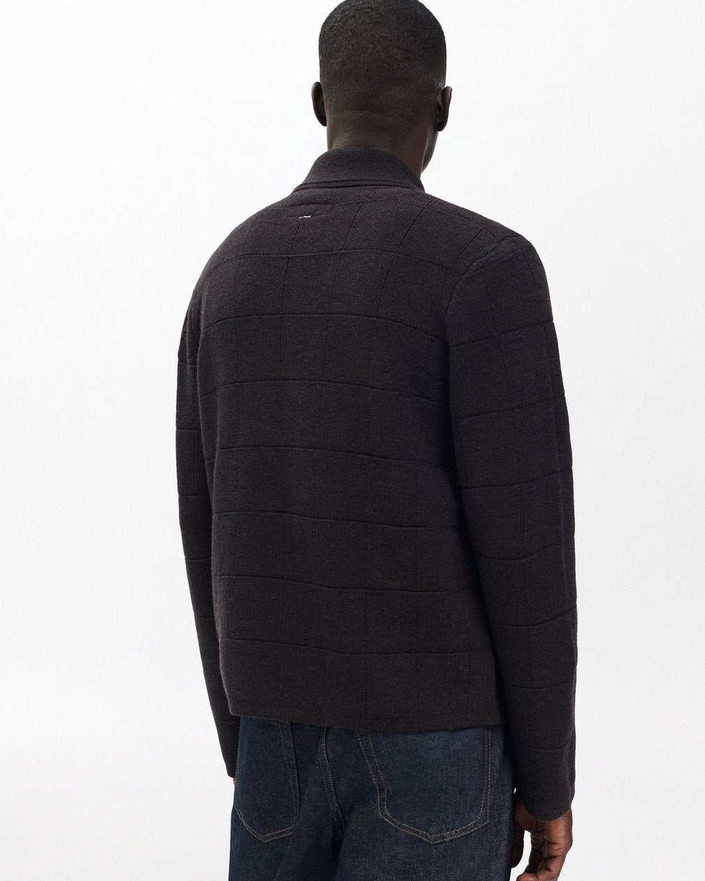 Melrose Full-Zip Windowpane Wool Sweater - Brown