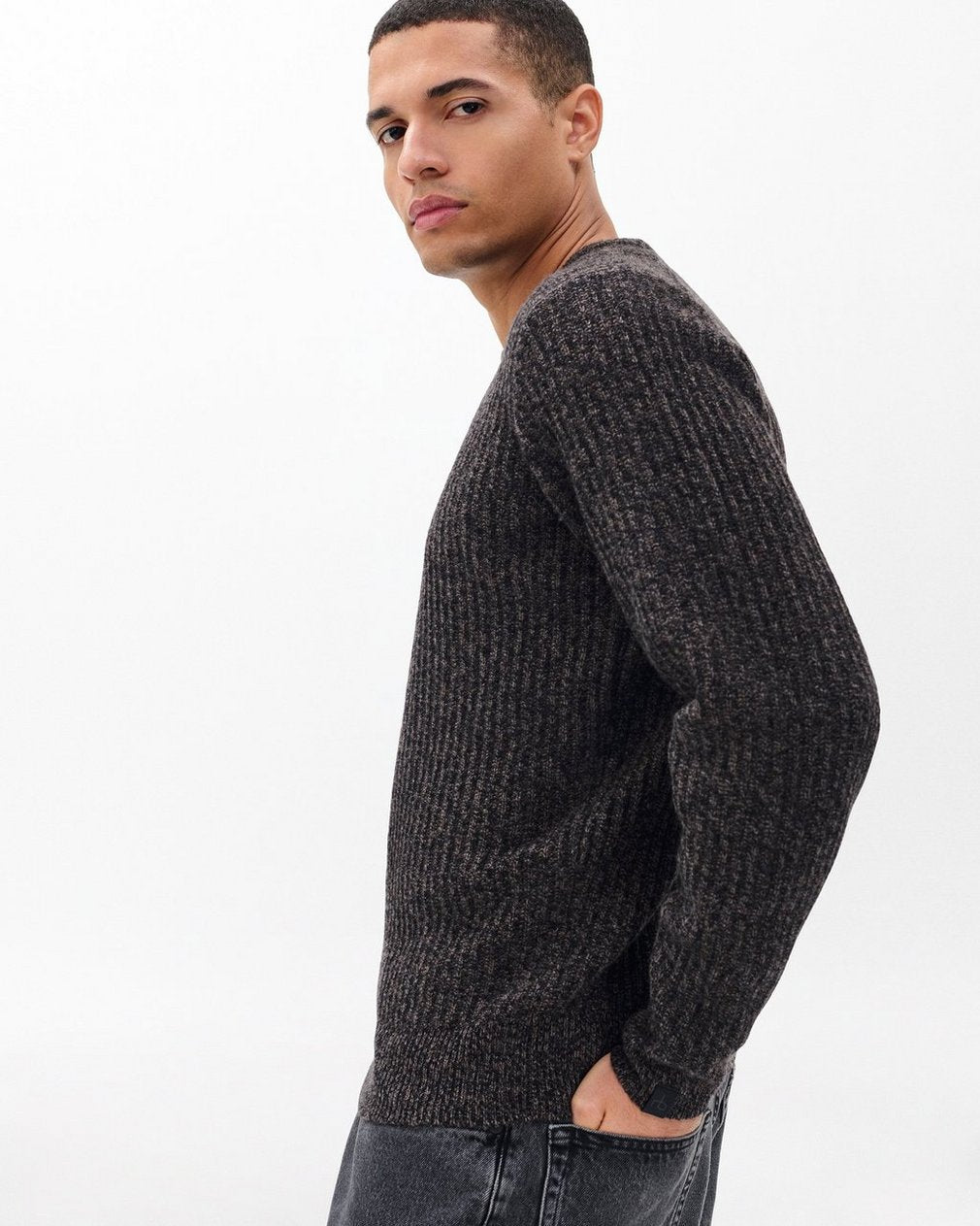 Jensen Ribbed Cashmere Sweater - Brown Multi