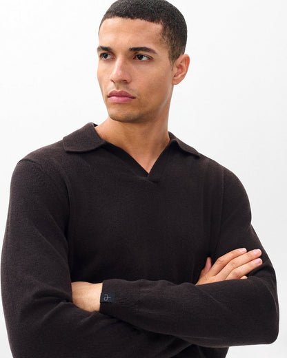 Downing Cashmere Polo - Dark Brown
