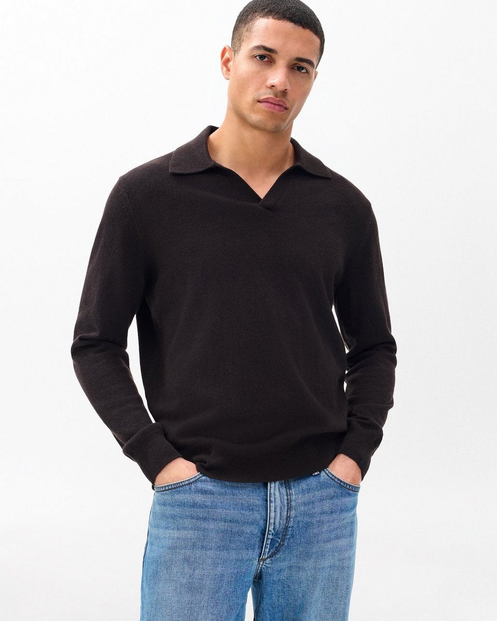 Downing Cashmere Polo - Dark Brown