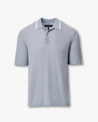 Harvey Tipped Knit Polo - Light Blue