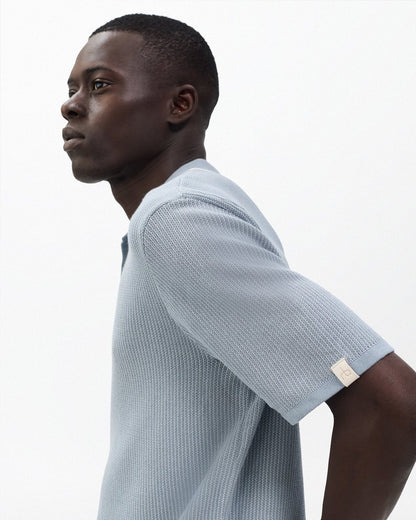 Harvey Tipped Knit Polo - Light Blue